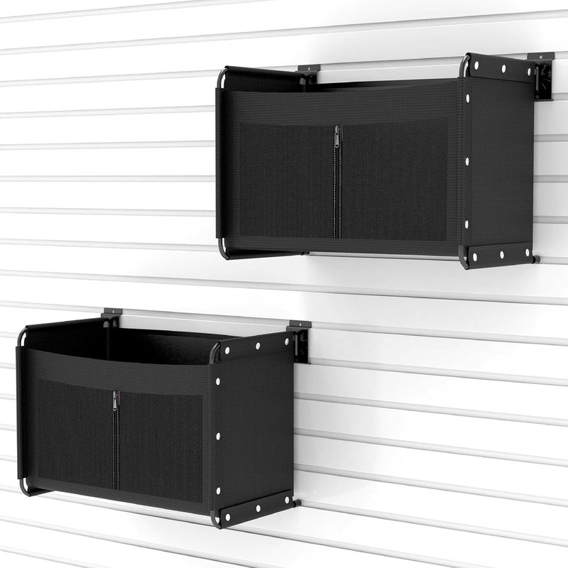 BFPeaky 2-PC Heavy Duty Slatwall Baskets, Slatwall Bags, Accessories for Slat Wall, Slatwall Storage, Baskets for Slatwall, 21.7"x12.8"x10.6" Size, Oxford Fabric Material, 45 lbs Max Load-bearing - Image 1